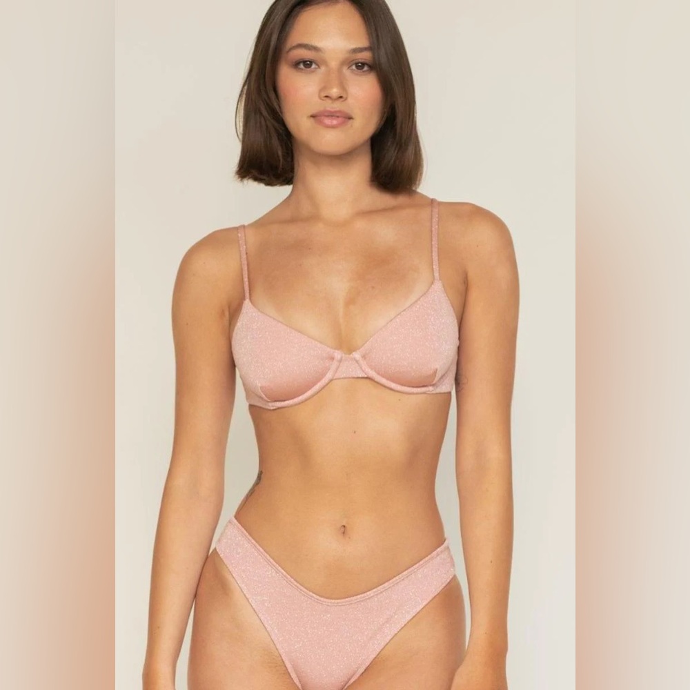 MONTCE — DAINTY BIKINI TOP AND LULU BOTTOM SET IN PRIMA PINK SPARKLE